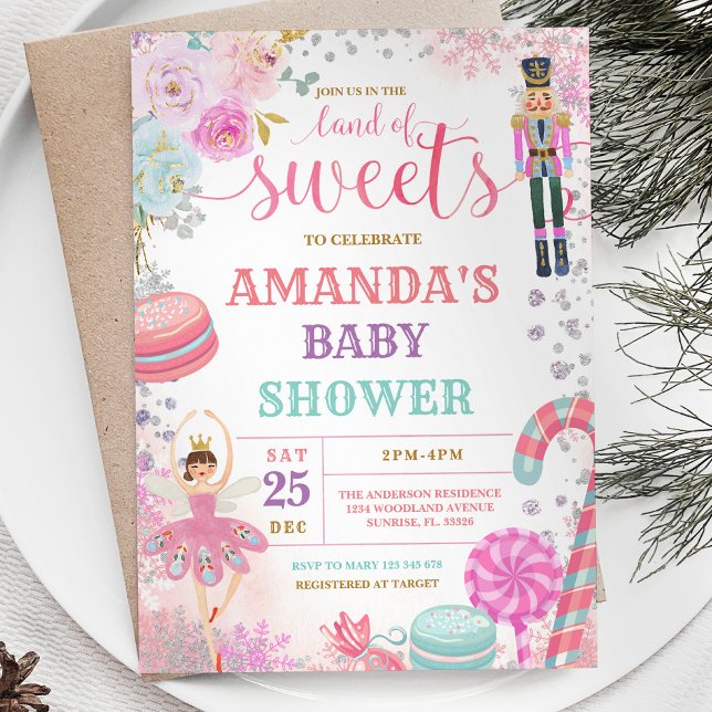 Winter Christmas Nutcracker Snowflakes Baby Shower Invitation (Creator Uploaded)