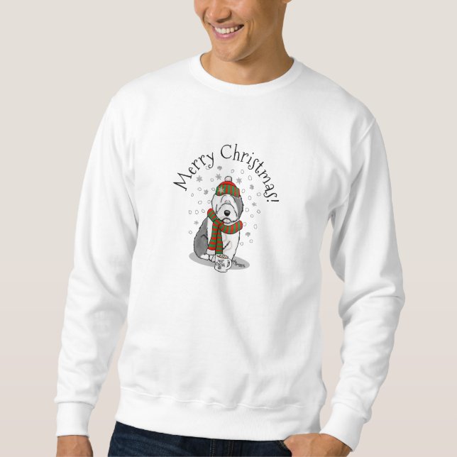 Winter Christmas Old English Sheepdog Grey 1 Cute Sweatshirt (Front)