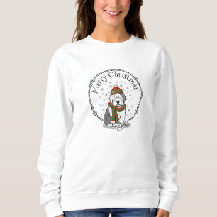 Winter Christmas Old English Sheepdog Grey 1 Cute Sweatshirt