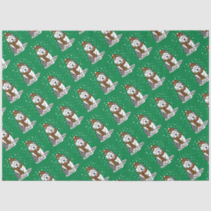 Winter Christmas Old English Sheepdog Grey 1 Cute Tissue Paper