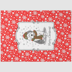 Winter Christmas Old English Sheepdog Grey 1 Cute Tissue Paper