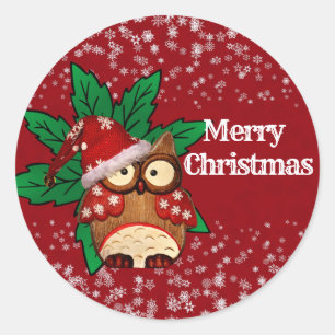 Winter Christmas Owl Snowflakes Kid's Party Crafts Classic Round Sticker