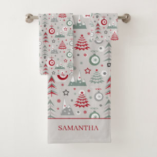 Winter Christmas pattern. Bath Towel Set