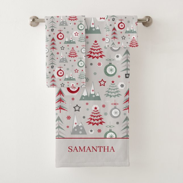 Winter Christmas pattern.  Bath Towel Set (Insitu)