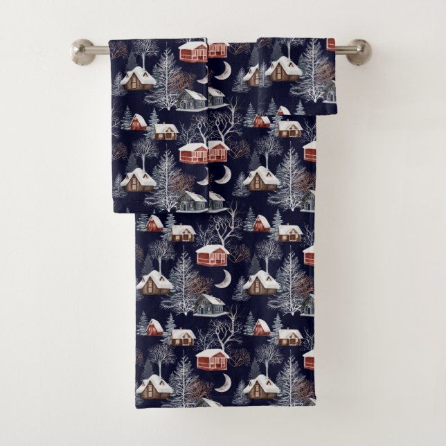 Winter Christmas Pattern  Bath Towel Set (Insitu)