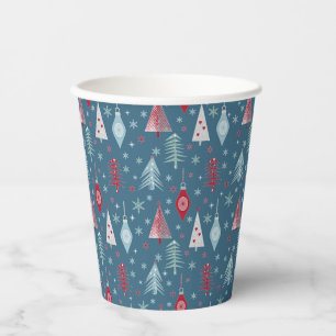 Winter Christmas pattern.  Paper Cups