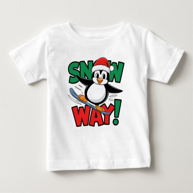 Winter Christmas Penguin Adventure in Snowy Wonder Baby T-Shirt (Front)