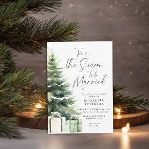 Winter Christmas Pine Tree Rustic Bridal Shower Invitation