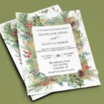 Winter Christmas Pine Watercolor Frame Wedding Flyer<br><div class="desc">One design per sheet. Budget invitations do not include envelopes. This design may be personalised in the area provided by changing the photo and/or text. Or it can be customised by clicking Personalise this Template and then choosing the click to customise further option and delete or change the colour of...</div>