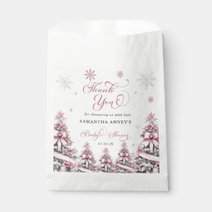 Winter Christmas Pink Baby Shower Thank You Favour Bags