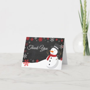 Winter Christmas Red Snowman Thank You Card
