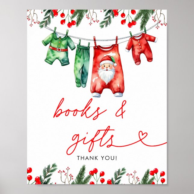 Winter Christmas Santa Baby Shower Books & Gifts Poster (Front)