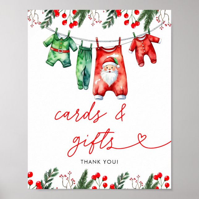Winter Christmas Santa Baby Shower Cards & Gifts Poster (Front)