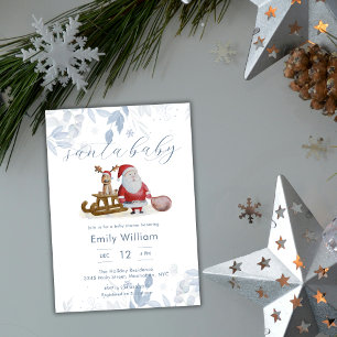Winter Christmas Santa Baby Shower Invitation