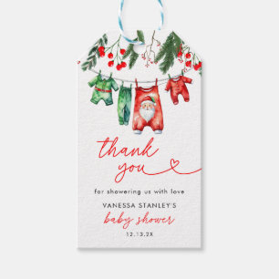 Winter Christmas Santa Baby Shower Thank you Gift Tags