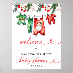 Winter Christmas Santa Baby Shower Welcome Sign