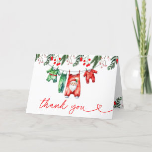 Winter Christmas Santa Baby Shower Welcome Sign Thank You Card