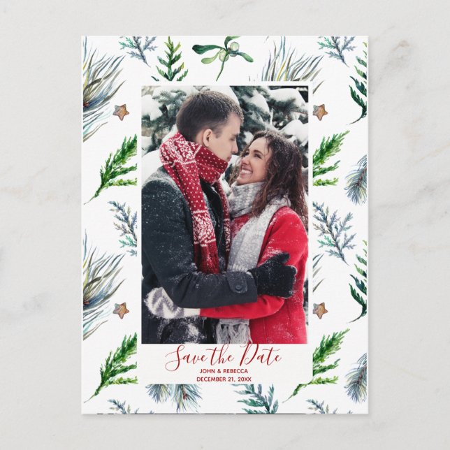 winter christmas save the date postcard (Front)