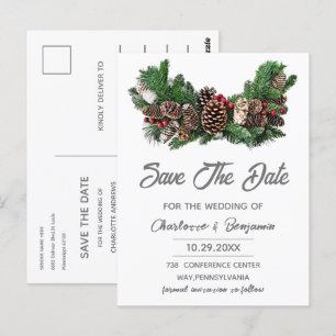 Winter Christmas Save the Date Wedding  Postcard