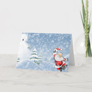 Winter Christmas Scene Xmas Holiday Santa Claus Card