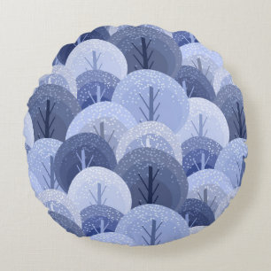 Winter Christmas seamless pattern. The pattern wit Round Cushion
