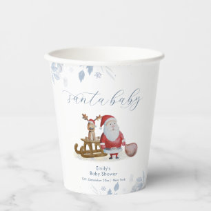 Winter Christmas Sleigh Moose Santa Baby Shower  Paper Cups