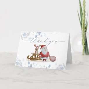 Winter Christmas Sleigh Moose Santa Baby Shower  Thank You Card