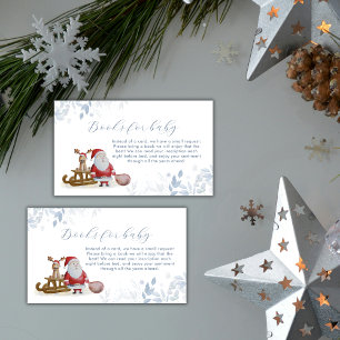 Winter Christmas Sleigh Santa Books Baby Shower Enclosure Card