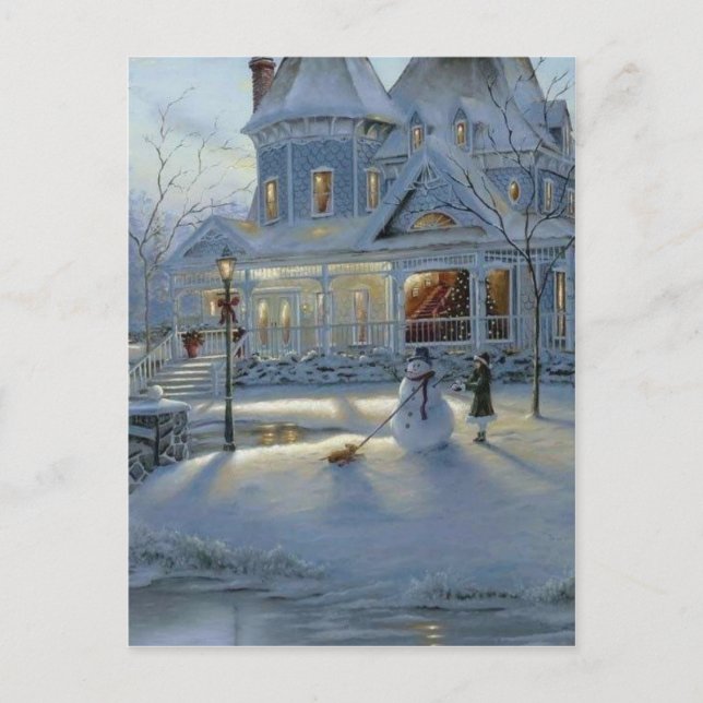 Winter Christmas Snow Scene Holiday Postcard (Front)