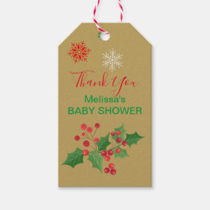 Winter Christmas Snowflake Gold Tags Thank You