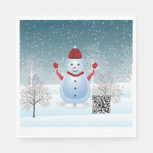 Winter Christmas Snowman Paper Napkin 