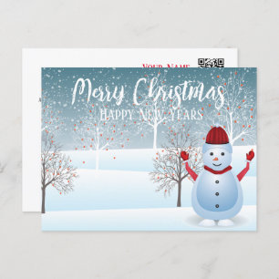 Winter Christmas Snowman Postcard 