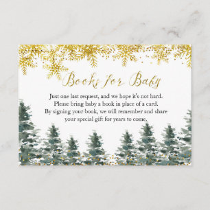 Winter Christmas Tree Baby Shower Books for Baby Enclosure Card