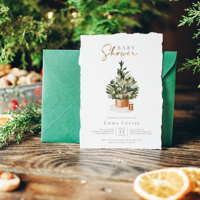 Winter Christmas Tree Baby Shower Invitation (Creator Uploaded)
