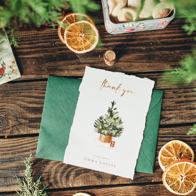 Winter Christmas Tree Baby Shower Thank You Card (Creator Uploaded)