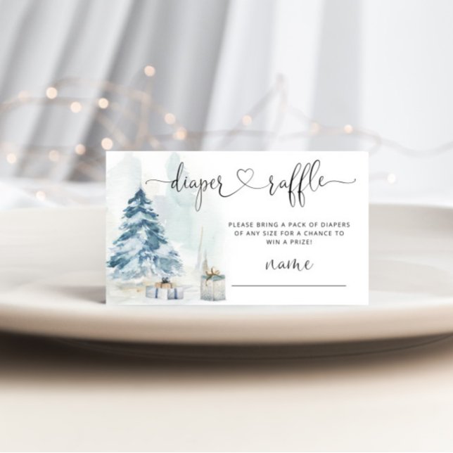 Winter Christmas tree diaper raffle ticket Enclosure Card (Creator Uploaded)