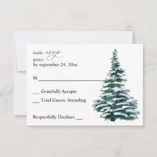Winter Christmas Tree Greenery no Meal RSVP Card