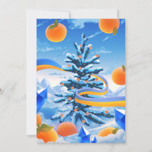 Winter Christmas tree greeting card Ukraine 