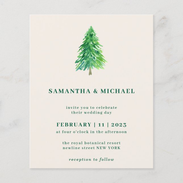 Winter Christmas Tree | Simple Elegant Wedding Flyer (Front)