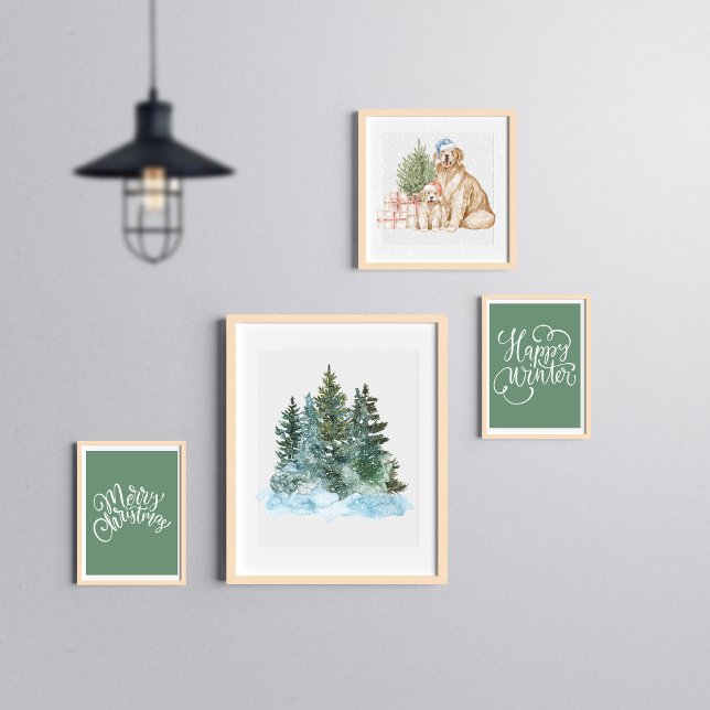 Winter Christmas tree watercolour  Poster (Creator Uploaded)