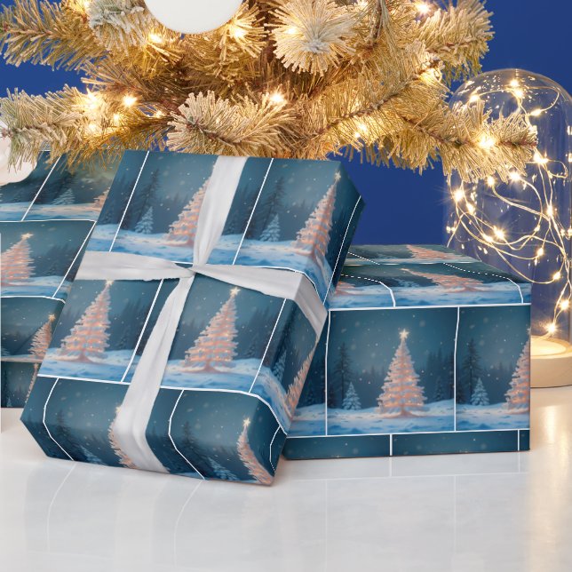Winter Christmas Tree With a Star Wrapping Paper (Holidays)