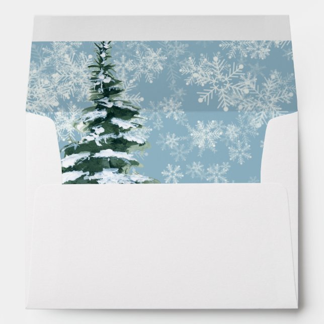 Winter Christmas Tree with Snowflakes Envelope (Back (Bottom))