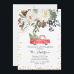 Winter Christmas Truck Christmas Floral Invitation<br><div class="desc">Winter Christmas Truck Christmas Floral Invitation</div>