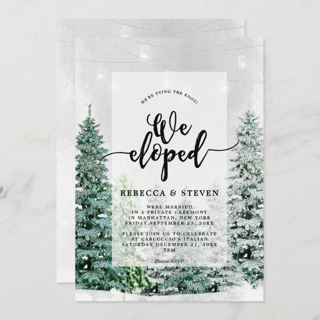 winter christmas tying the knot eloping invitation (Front/Back)