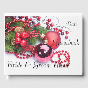 Winter Christmas Wedding Guest Book Bride Groom
