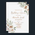Winter Christmas White Floral Birthday 30th Dinner Invitation<br><div class="desc">Winter Christmas White Floral Birthday 30th Dinner Party
Invitation perfect for autumn or fall invitation</div>