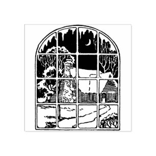 Winter Christmas Window Rubber Stamp 