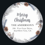 Winter Christmas Wreath Return Address Label<br><div class="desc">Take the strain off sending out Christmas Holiday Cards this year with these pretty Botanical Winter Christmas Wreath Return Address Stickers. All text is easy to customise.</div>