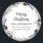 Winter Christmas Wreath Return Address Label<br><div class="desc">Take the strain off sending out Christmas Holiday Cards this year with these pretty Botanical Winter Christmas Wreath Return Address Stickers. All text is easy to customise.</div>