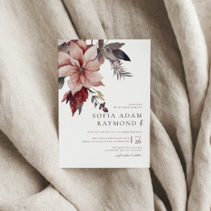 Winter ChristmasFlower Water Colour Wedding Invitation